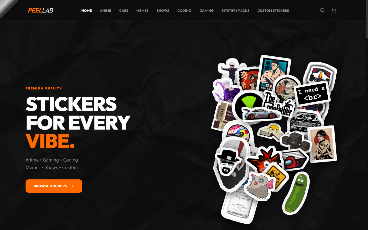 PeelLab Live Production Storefront Screenshot